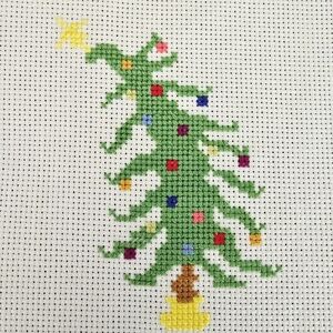Grinch Hand Ornament Christmas Cross Stitch Completed Finished Red Green Pattern